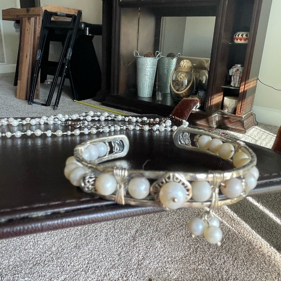 Silpada pearl necklace, 7 stretch bracelets, and a cuff with dangle charm - Picture 5 of 6